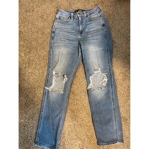 Hollister Ultra High-Rise Mom Jeans Distressed Blue W25 L27 Size 1R 25x27